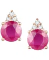 Macy's Sapphire (7/8 Ct. T.w.) & Diamond Accent Stud Earrings In 14k Yellow Gold (also In Emerald, Ruby, Mo In Ruby,rose Gold