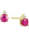 Macy's Sapphire (7/8 Ct. T.w.) & Diamond Accent Stud Earrings In 14k Yellow Gold (also In Emerald, Ruby, Mo In Ruby,yellow Gold