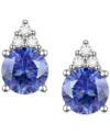 Macy's Sapphire (7/8 Ct. T.w.) & Diamond Accent Stud Earrings In 14k Yellow Gold (also In Emerald, Ruby, Mo In Tanzanite,white Gold