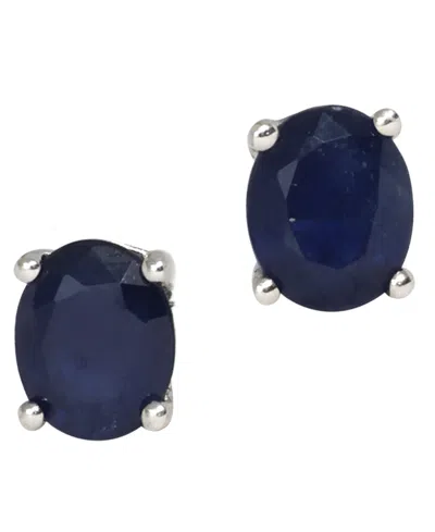 Macy's Sapphire (7/8 Ct. T.w.) Stud Earrings In 14k White Gold In Blue