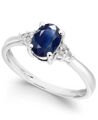 Macy's Sapphire (9/10 Ct. T.w.) And Diamond Accent Ring In 14k White Gold (also Available In Tanzanite, Eme In Multi