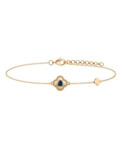 Macy's Macys Sapphire Adjustable Clover Bracelet In 14k Gold Collection