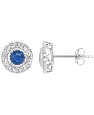 Macy's Sapphire & Diamond Circle Stud Earrings In Multi
