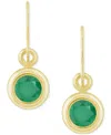 Macy's Sapphire Bezel Fish Hook Drop Earrings (3/4 Ct. T.w.) In 10k Gold (also Available In Ruby & Emerald) In Emerald,gold