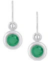 Macy's Sapphire Bezel Fish Hook Drop Earrings (3/4 Ct. T.w.) In 10k Gold (also Available In Ruby & Emerald) In Emerald,white Gold