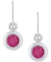 Macy's Sapphire Bezel Fish Hook Drop Earrings (3/4 Ct. T.w.) In 10k Gold (also Available In Ruby & Emerald) In Ruby,white Gold