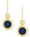 Macy's Sapphire Bezel Fish Hook Drop Earrings (3/4 Ct. T.w.) In 10k Gold (also Available In Ruby & Emerald) In Sapphire,gold