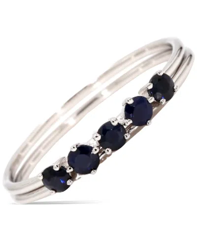 Macy's Sapphire Five Stone Split Shank Band (7/8 Ct. T.w.) In Sterling Silver