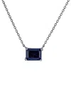Macy's Sapphire Octagon Solitaire 18" Pendant Necklace (1-1/2 Ct. T.w.) In Sterling Silver In Ss