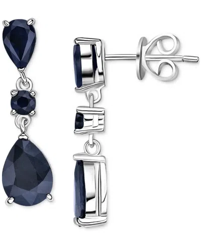 Macy's Sapphire Pear Double Drop Earrings (1-3/4 Ct. T.w.) In Gold-plated Sterling Silver (also In Ruby & E