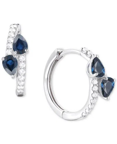 Macy's Sapphire, Ruby Or Emerald (3/4 Ct. T.w.) & Diamond (1/5 Ct. T.w.) Bypass Hoop Earrings In 14k Gold O