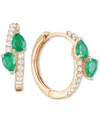 Macy's Sapphire, Ruby Or Emerald (3/4 Ct. T.w.) & Diamond (1/5 Ct. T.w.) Bypass Hoop Earrings In 14k Gold O In Emerald