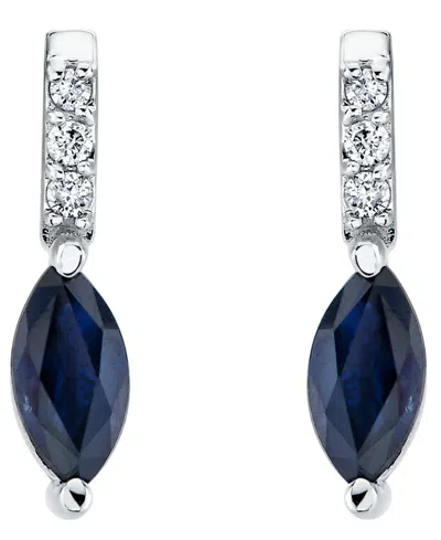 Macy's Sapphire Stud Earrings (3/4 Ct. T.w.) In 10k White Gold In Blue