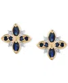 Macy's Sapphire Stud Earrings (3/4 Ct. T.w.) In 14k Yellow Gold In Gold