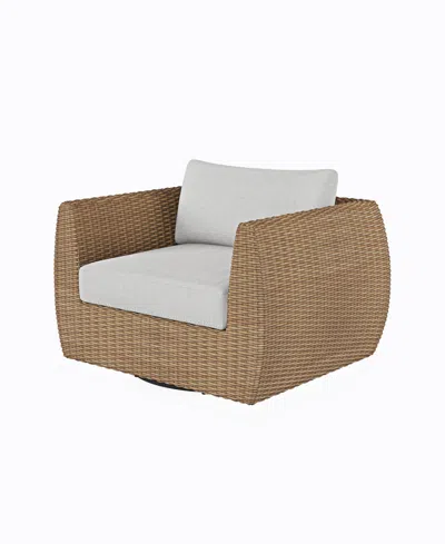 Macy's Sculptura 42" Aluminum Outdoor Swivel Club Chair, Created For  In Brown