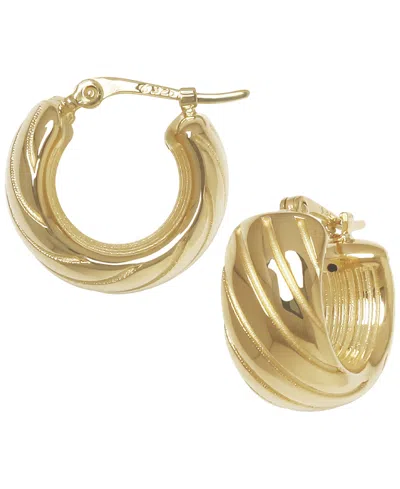 Macy's Sculptured Chunky Swirl Hoop Earrings In 14k Yellow Gold