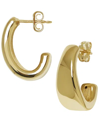 Macy's Sculptured Large J Hoop Earrings In 14k Yellow Gold