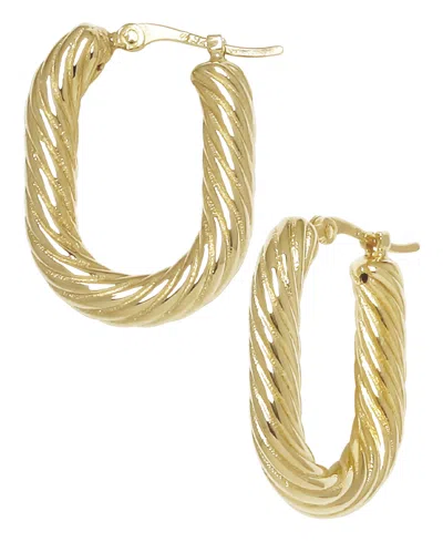Macy's Sculptured Oval Spiral Cable Twist Hoop Earrings In 14k Yellow Gold