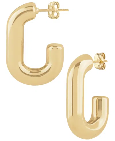 Macy's Sculptured Oval Tube J Hoop Earrings In 14k Yellow Gold