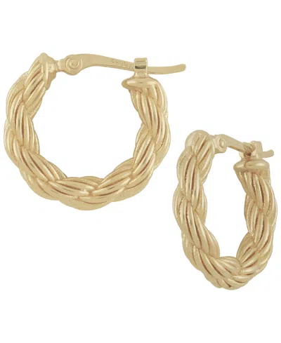 Macy's Sculptured Rope Chain Hoop Earrings In 14k Yellow Gold