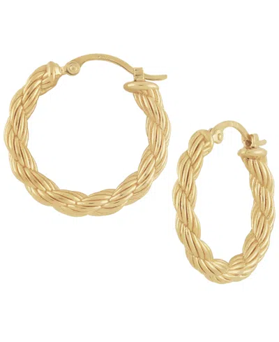 Macy's Sculptured Rope Chain Hoop Earrings In 14k Yellow Gold