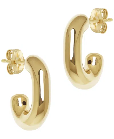Macy's Sculptured Small Bold J Hoop Earrings In 14k Yellow Gold