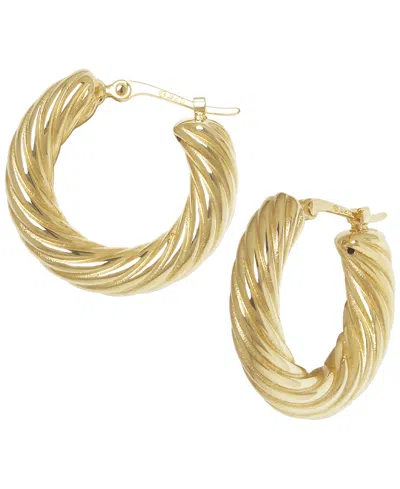 Macy's Sculptured Spiral Cable Twist Hoop Earrings In 14k Yellow Gold