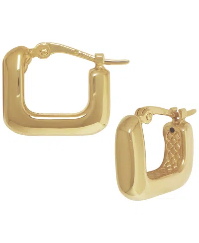 Macy's Sculptured Square Mini Hoop Earrings In 14k Yellow Gold