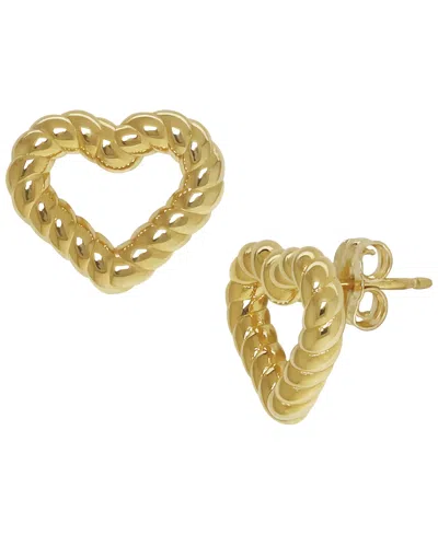 Macy's Sculptured Twisted Heart Stud Earrings In 14k Yellow Gold