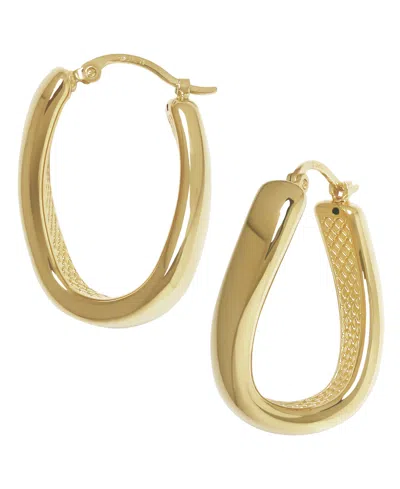 Macy's Sculptured Twisted Offset Hoop Earrings In 14k Yellow Gold