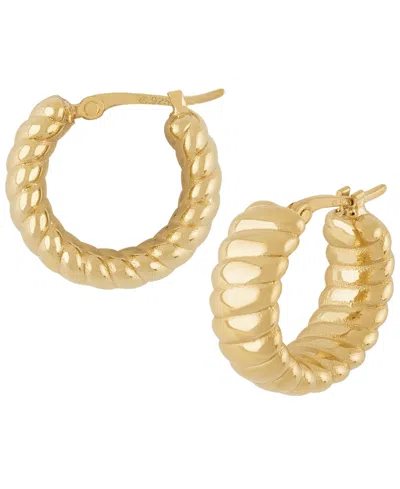 Macy's Sculptured Wide Shrimp Hoop Earrings In 14k Yellow Gold