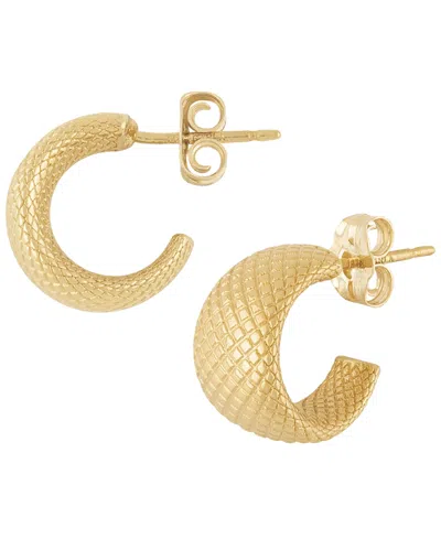 Macy's Sculptured X-small Faceted Flat Band Hoop Cuff Earrings In 14k Yellow Gold