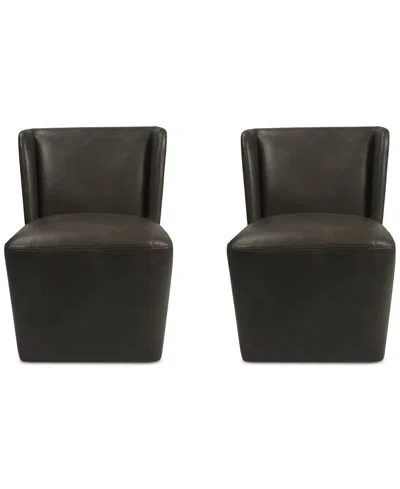 Macy's Seham 2-pc. Faux Leather Dining Chair Set, Created For  In Slate