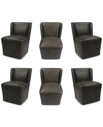 Macy's Seham 6-pc. Faux Leather Dining Chair Set, Created For  In Slate