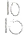 Macy's Set Of Two Rope Hoop Earrings In 14k Gold Vermeil (also In Sterling Silver) In Silver