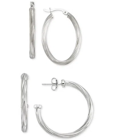 Macy's Set Of Two Rope Hoop Earrings In 14k Gold Vermeil (also In Sterling Silver)
