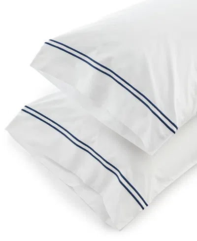 Macy's Sferra Grand Hotel Cotton Pillowcase, King In White,navy