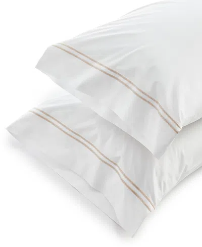 Macy's Sferra Grand Hotel Cotton Pillowcase, King In White,taupe