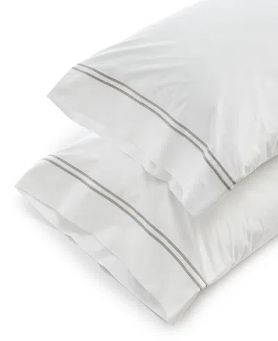 Macy's Sferra Grand Hotel Cotton Pillowcase, Standard In White,silver