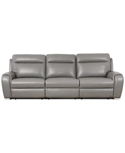 Macy's Sheeler 3-pc. Faux Leather Sectional With 2 Power Motion Chairs In Flax
