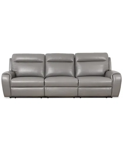 Macy's Sheeler 3-pc. Faux Leather Sectional With 3 Power Motion Chairs In Flax