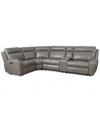 Macy's Closeout! Sheeler 5-pc. Faux Leather Sectional With 3 Power Motion Chairs & 1 Console In Pewter