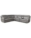 Macy's Closeout! Sheeler 6-pc. Faux Leather Sectional With 2 Power Motion Chairs & 1 Console In Flax