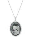 Macy's Shining Star Angel Cameo & Created White Sapphire (5/8 Ct. T.w.) Pendant Necklace In Sterling Silver In Sterling Silver