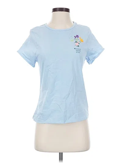 Pre-owned Macy's Short Sleeve Top Blue Crew Neck Tops