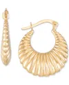 Macy's Shrimp Textured Hoop Earrings In 10k Yellow Gold In Gold