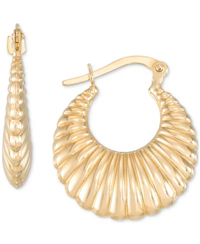 Macy's Shrimp Textured Hoop Earrings In 10k Yellow Gold