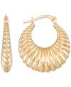 Macy's Shrimp Textured Hoop Earrings In 10k Yellow Gold In Gold