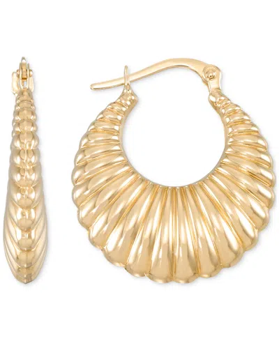 MACY'S SHRIMP TEXTURED HOOP EARRINGS IN 10K YELLOW GOLD