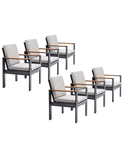 Macy's Sienna 6-pc. Aluminum Outdoor Dining Chair Bundle Set, Created For  In Gray